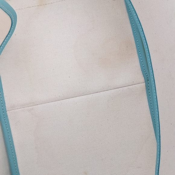 Tiffany blue and off white large leather and fabric tote with original dust bag - Picture 15 of 15